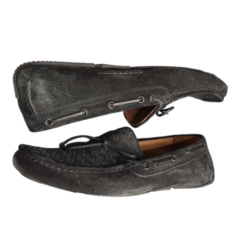 Bottega Veneta Driving Loafers Mens US 11 Black Woven Textured Comfort Slip On